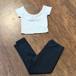 American Eagle Outfitters Cream Ribbed Crop Top